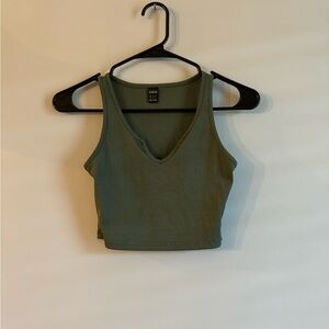 Green Cropped Tank Top